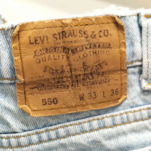 リーバイス Levis 90S 92年製 USA製 ボタン裏530 刻印 オレンジタブ 550 アイスウォッシュ ストレート ダメージ デニム パンツ メンズ W33 L36