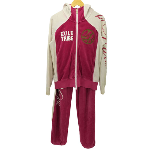 トゥエンティーフォーカラッツ 24karats ダブルジップ ベロア フーディ トラックジャケット 裾ドローコード ベロア トラックパンツ セットアップ メンズ M