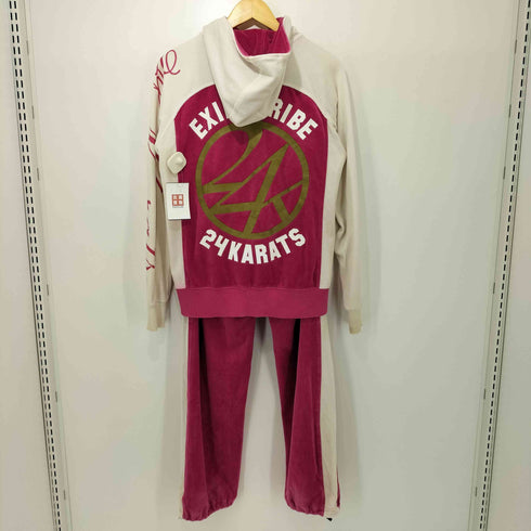 トゥエンティーフォーカラッツ 24karats ダブルジップ ベロア フーディ トラックジャケット 裾ドローコード ベロア トラックパンツ セットアップ メンズ M