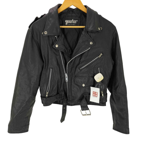 SCOOTER fine Leather 裏地キルティング 背面 型押し ダブル ライダース レザージャケット メンズ import:L