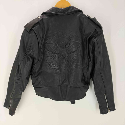 SCOOTER fine Leather 裏地キルティング 背面 型押し ダブル ライダース レザージャケット メンズ import:L