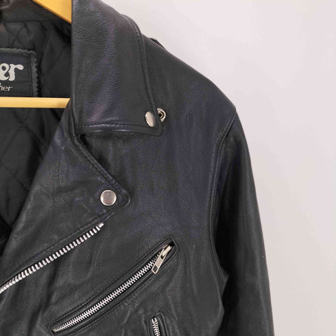 SCOOTER fine Leather 裏地キルティング 背面 型押し ダブル ライダース レザージャケット メンズ import:L