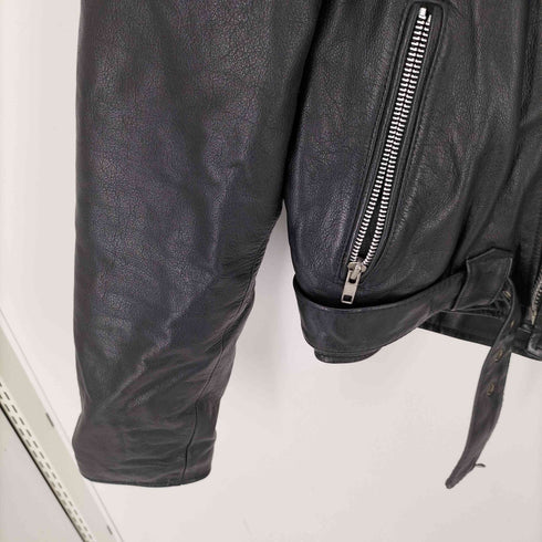 SCOOTER fine Leather 裏地キルティング 背面 型押し ダブル ライダース レザージャケット メンズ import:L