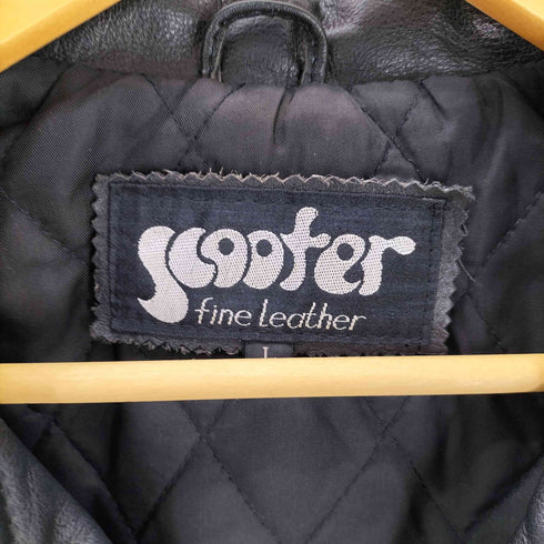 SCOOTER fine Leather 裏地キルティング 背面 型押し ダブル ライダース レザージャケット メンズ import:L