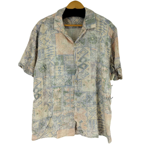 ザラ ZARA 総柄 S/S 開襟シャツ メンズ import:XL