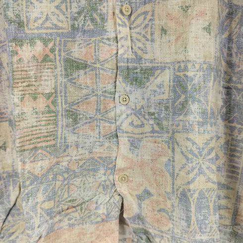 ザラ ZARA 総柄 S/S 開襟シャツ メンズ import:XL