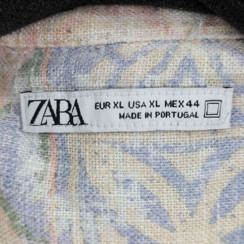 ザラ ZARA 総柄 S/S 開襟シャツ メンズ import:XL