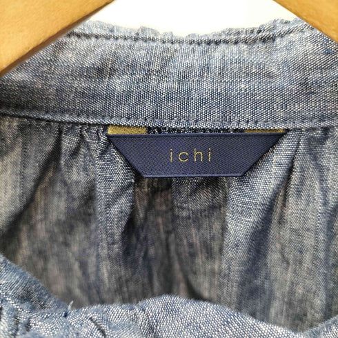 イチ ICHI コットンリネン フリルデザイン長袖ワンピース レディース
