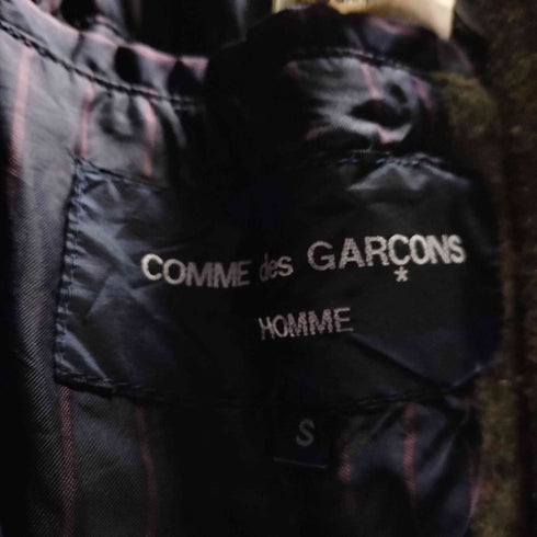 コムデギャルソンオム COMME des GARCONS HOMME AD2004 04AW ウール ダブル マーブル チェック ピーコート 裏地ストライプ メンズ JPN:S