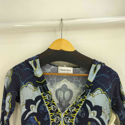 エミリオプッチ EMILIO PUCCI イタリア製 総柄 レーヨン Vネック カットソー レディース FR:36