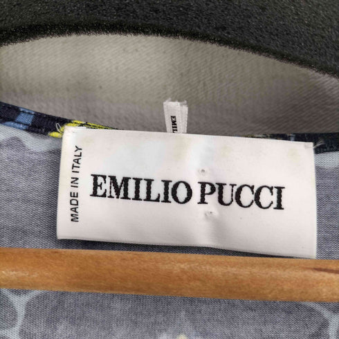 エミリオプッチ EMILIO PUCCI イタリア製 総柄 レーヨン Vネック カットソー レディース FR:36