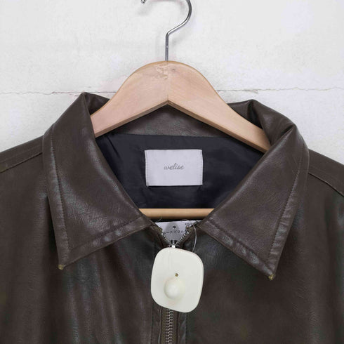 welise アーティフィシャルスキン ヴィンテージ加工 ショートジャケット メンズ import:L