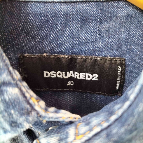 ディースクエアード DSQUARED2 イタリア製 クラッシュド デニム ウエスタンシャツ メンズ 40