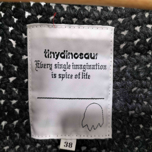 tiny dinosaur 総柄 ジップアップ ニット ロング コート レディース 38