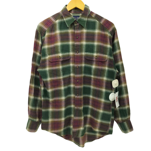 ギャップ Gap 90S 紺タグ マドラスチェック レギュラーカラーフランネルL/Sシャツ メンズ import:S