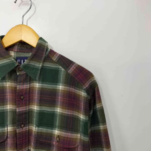 ギャップ Gap 90S 紺タグ マドラスチェック レギュラーカラーフランネルL/Sシャツ メンズ import:S