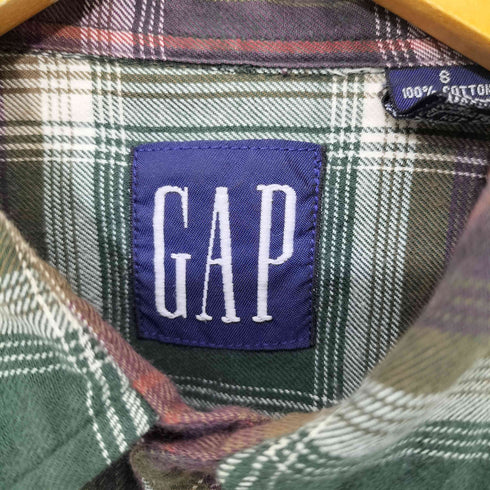 ギャップ Gap 90S 紺タグ マドラスチェック レギュラーカラーフランネルL/Sシャツ メンズ import:S