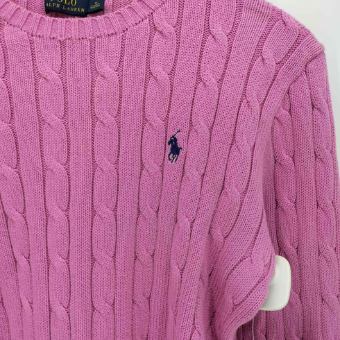 ポロラルフローレン POLO RALPH LAUREN ポニー刺繍 ケーブル編み コットンニット セーター レディース import:M