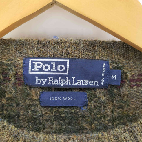 ポロバイラルフローレン Polo by RALPH LAUREN 90S WOOL 100% チェック プルオーバー ウール ニット ポニー無し メンズ import:M