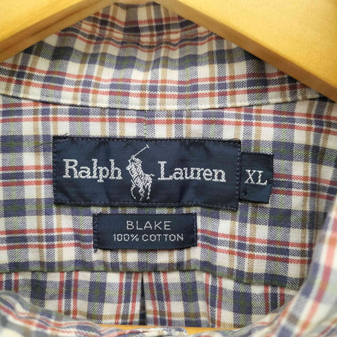 ラルフローレン RALPH LAUREN 90s BLAKE ポニー刺繍 ボタンダウン チェックシャツ メンズ import:XL