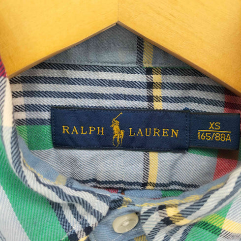 ラルフローレン RALPH LAUREN マチ付 ボタンダウン チェックシャツ メンズ import:XS