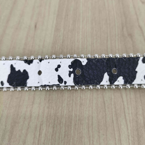牛柄 バックルベルト Y2K レディース