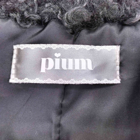 pium プードルファーカラーロングコート レディース