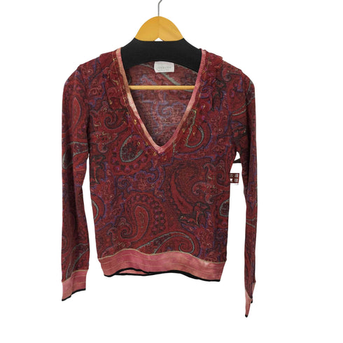 アイスバーグ ICEBERG MADE IN ITALY ペイズリー柄 フリルデザイン Vネックニット レディース