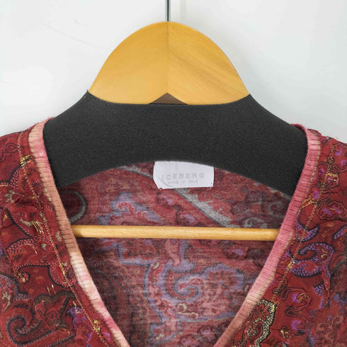 アイスバーグ ICEBERG MADE IN ITALY ペイズリー柄 フリルデザイン Vネックニット レディース