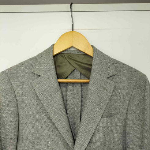 GINZA Global Style シルク混 リネン混 ウール 背抜き 2B テーラードジャケット メンズ