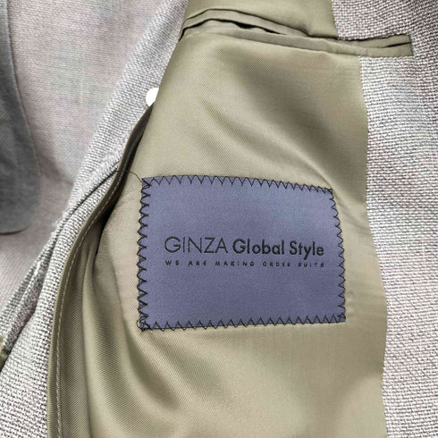 GINZA Global Style シルク混 リネン混 ウール 背抜き 2B テーラードジャケット メンズ