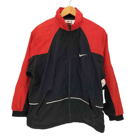 ナイキ NIKE 90s 白タグ AUTHENTIC BASKETBALL 切替 ジップアップ ナイロンジャケット メンズ import:L