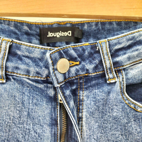 デシグアル Desigual PAKAIAN JADI WANITA CELANA JEANS クロップド フレアジーンズ Y2K レディース EUR:40-42
