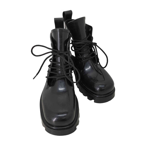 ボッテガヴェネタ BOTTEGA VENETA Stride ストライド レースアップ ラバー レインブーツ メンズ EUR:40