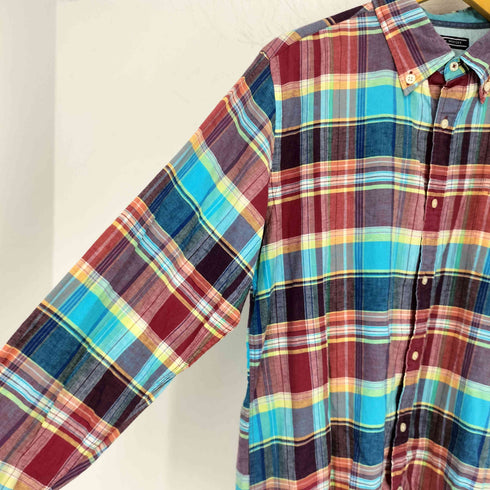 トミーヒルフィガー TOMMY HILFIGER Cotton Linen ボタンダウン チェックシャツ メンズ import:XL