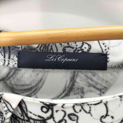 レコパン LES COPAINS BLUE レーヨン100 総柄 ノースリーブワンピース レディース 40