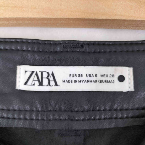 ザラ ZARA ストレートレッグハイウエストフェイクレザーパンツ レディース 38