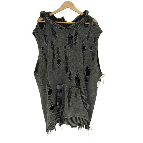 ダンケシェーン Danke Schon PIGMENT DAMAGE KNIT NOSLEEVE HOODIE メンズ F