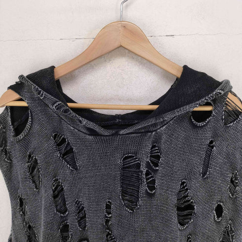 ダンケシェーン Danke Schon PIGMENT DAMAGE KNIT NOSLEEVE HOODIE メンズ F