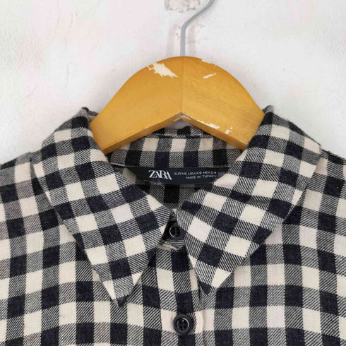 ザラ ZARA 刺繍入りギンガムチェックシャツ レディース XS