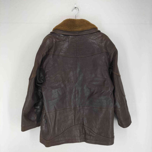 襟ボア付きレザーコート メンズ import:M