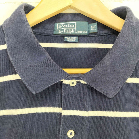 ポロバイラルフローレン Polo by RALPH LAUREN 90s ボーダー柄 ポニー刺繍ポロシャツ メンズ XLT TALL
