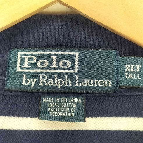 ポロバイラルフローレン Polo by RALPH LAUREN 90s ボーダー柄 ポニー刺繍ポロシャツ メンズ XLT TALL