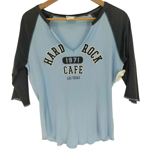 ハードロックカフェ Hard Rock Cafe 90-00s アーチロゴ プリント ラグランスリーブ Tシャツ Y2K メンズ