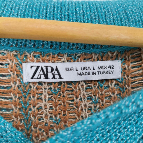 ザラ ZARA クロシェ編み ポロシャツ メンズ import:L