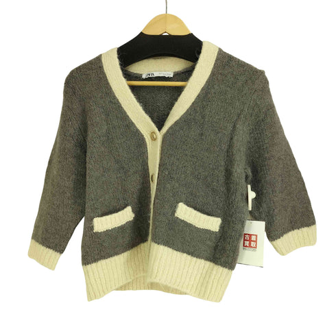 ザラ ZARA コントラストトリムニットカーディガン レディース import:M