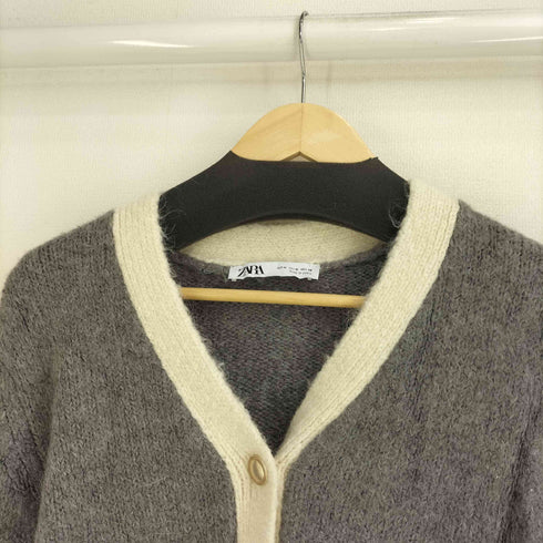 ザラ ZARA コントラストトリムニットカーディガン レディース import:M