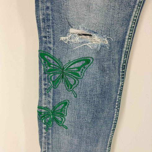 刺繍デザインスキニーデニムパンツ メンズ 36