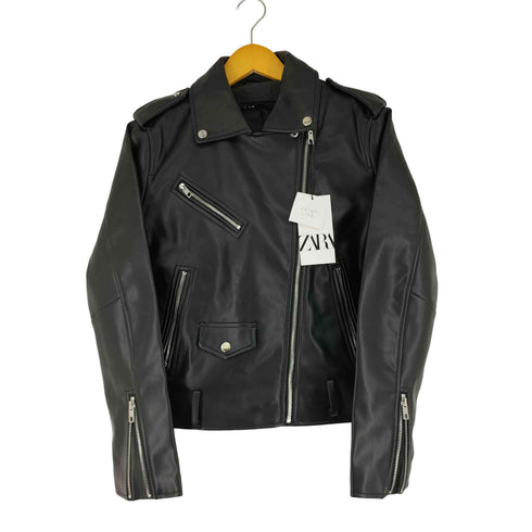 ザラ ZARA FAUX LEATHER JACKET フェイクレザー ダブルライダースジャケット レディース XL