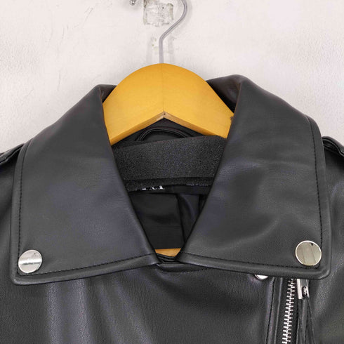 ザラ ZARA FAUX LEATHER JACKET フェイクレザー ダブルライダースジャケット レディース XL